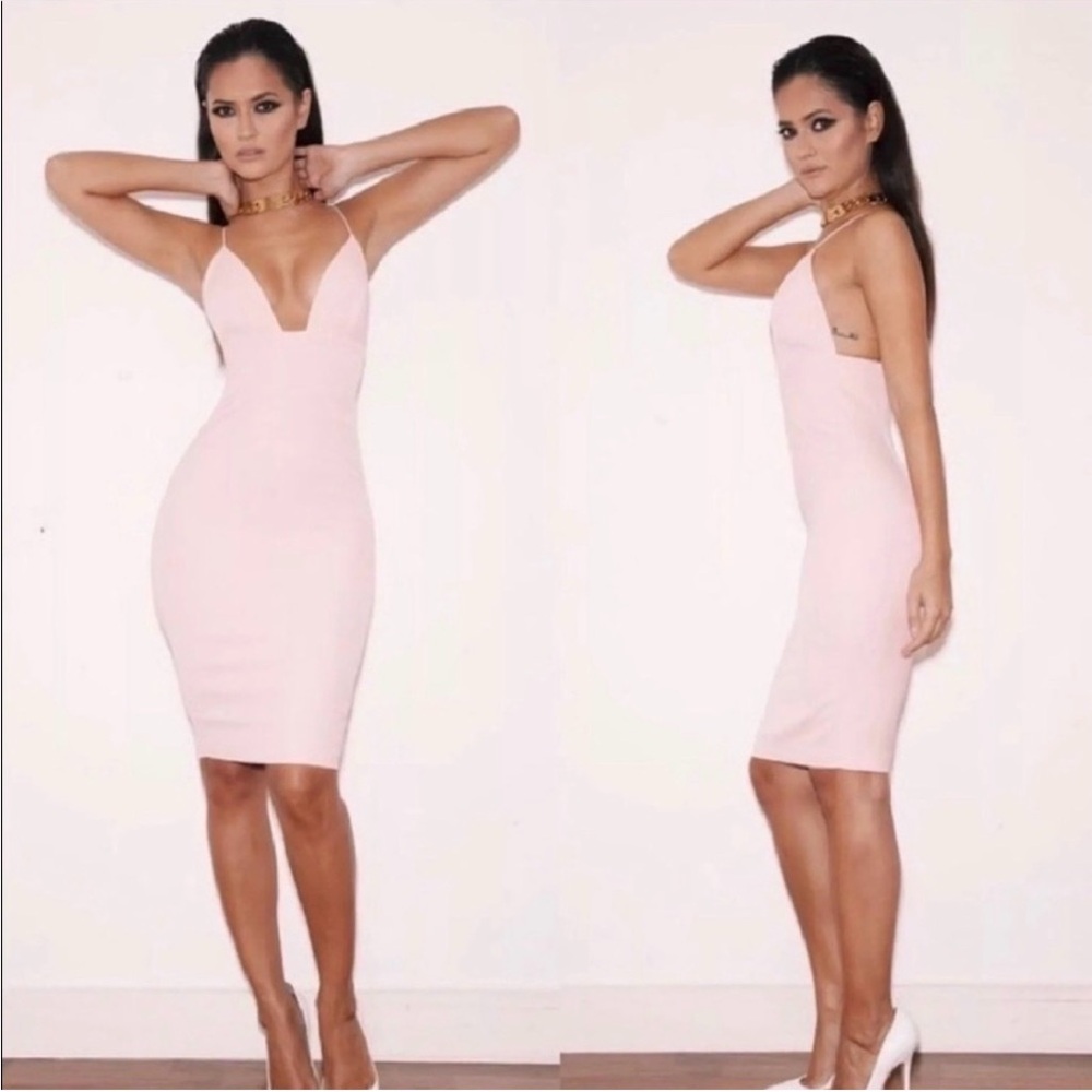 House of CB Blush Pink Midi Bodycon Dress